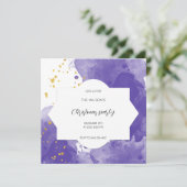 紫芸術的の金ゴールド水色 招待状 (スタンド正面)
