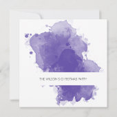 紫芸術的の金ゴールド水色 招待状 (裏面)