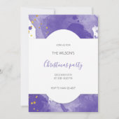 紫芸術的の金ゴールド水色 招待状 (正面)
