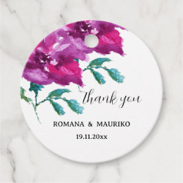 紫芸術的バラ水彩手色彩の鮮やか型 フェイバータグ