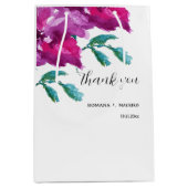 紫芸術的バラ水彩手色彩の鮮やか型 ミディアムペーパーバッグ (正面)