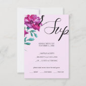 紫芸術的バラ水彩手色彩の鮮やか型 出欠カード (正面)