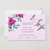 紫芸術的バラ水彩手色彩の鮮やか型 出欠カード (正面)
