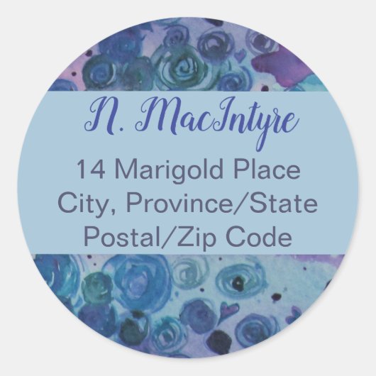 紫芸術的封筒用シールステッカーラベル(20) ラウンドシール (正面)