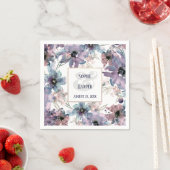 紫芸術的水彩花金ゴールド縁ど スタンダードカクテルナプキン (インサイチュ)