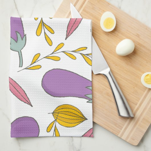 紫茄子 キッチンタオル (四つ折り)