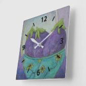 紫茄子 スクエア壁時計 (傾斜)