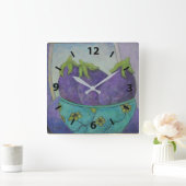 紫茄子 スクエア壁時計 (ホーム)