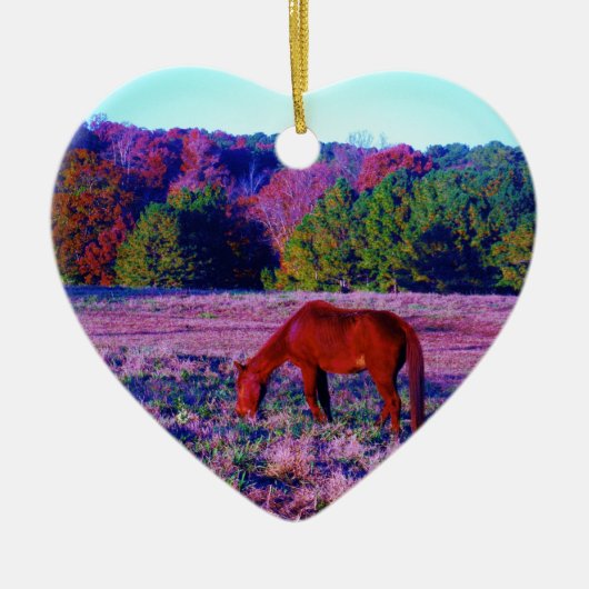 紫草の茶色の馬 セラミックオーナメント (正面)