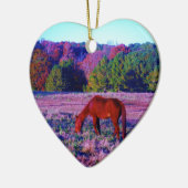 紫草の茶色の馬 セラミックオーナメント (左)