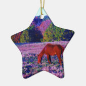 紫草の茶色の馬 セラミックオーナメント (左)