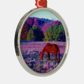 紫草の茶色の馬 メタルオーナメント (右)