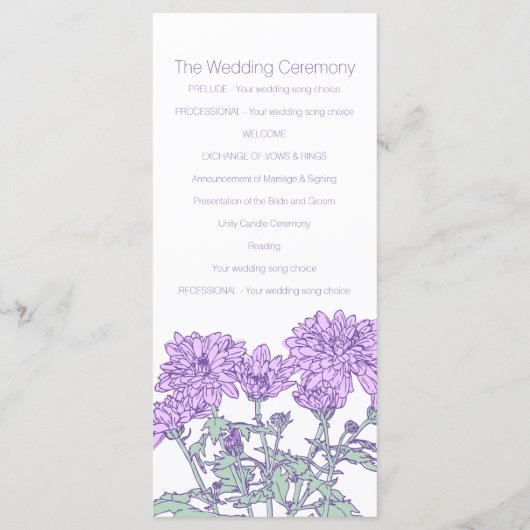 紫菊の結婚式のプログラムラックカード プログラム (裏面)