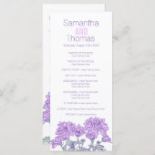 紫菊の結婚式のプログラムラックカード プログラム (正面/裏面)