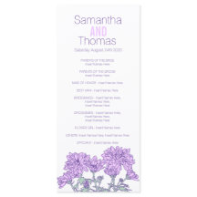 紫菊の結婚式のプログラムラックカード