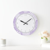 紫菊の花柄 ラージ壁時計 (ホーム)