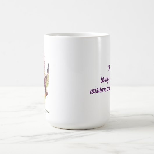 紫菖蒲の水彩花とことわざ コーヒーマグカップ (中央)