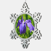 紫菖蒲の花のクリスマスオーナメント スノーフレークピューターオーナメント (右)