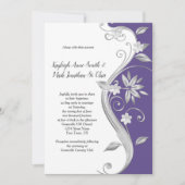 紫華美と銀のフローラが渦巻き結婚状 招待状 (正面)