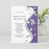 紫華美と銀のフローラが渦巻き結婚状 招待状 (スタンド正面)