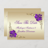 紫華美のバラ離れの金ゴールドの日付の保存 案内ポストカード (正面/裏面)