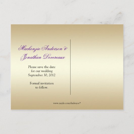 紫華美のバラ離れの金ゴールドの日付の保存 案内ポストカード (裏面)