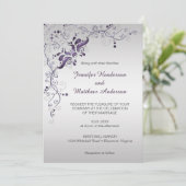 紫華美の渦巻きシルバー結婚式招待状 招待状 (スタンド正面)