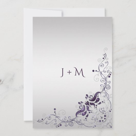紫華美の渦巻きシルバー結婚式招待状 招待状 (裏面)
