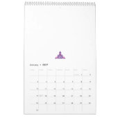 紫華美、ピンク、および対称デザイン カレンダー (1月 2027)