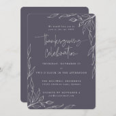 紫葉エレガントのモダン感謝祭 招待状 (正面/裏面)