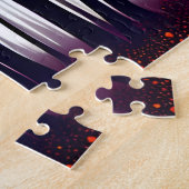 紫葉地のシルエット樹の緑 ジグソーパズル (側面)