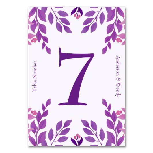 紫葉結婚テーマ テーブルナンバー (正面)