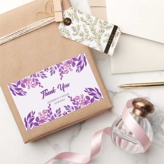 紫葉結婚テーマ 長方形シール (ギフト)