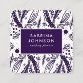 紫葉色の花の水玉模様 スクエア名刺 (正面)