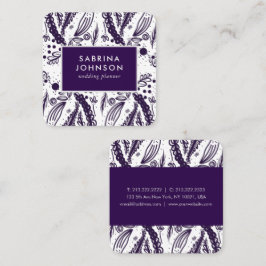 紫葉色の花の水玉模様 スクエア名刺