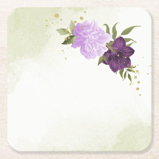 紫葉花結婚青 スクエアペーパーコースター (正面)