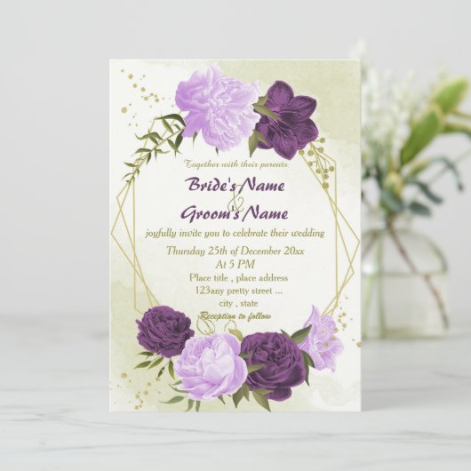 紫葉花結婚青 招待状 (スタンド正面)