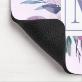 紫薄紫フローラ花カスタムモノグラム マウスパッド (コーナー)