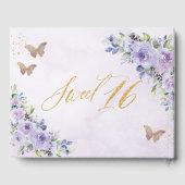 紫薄紫フローラ蝶金ゴールドSweet sixteen ゲストブック (裏面)