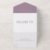 紫薄紫モダンモノグラはっきりしたム結婚ズ オールインワン招待状 (外側)