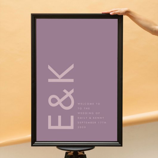 紫薄紫モダンモノグラはっきりしたム結婚ズ ポスター