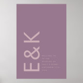 紫薄紫モダンモノグラはっきりしたム結婚ズ ポスター (正面)