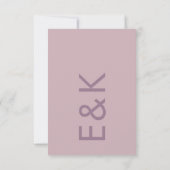 紫薄紫モダンモノグラはっきりしたム結婚ズ 出欠カード (裏面)
