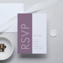 紫薄紫モダンモノグラはっきりしたム結婚ズ 出欠カード