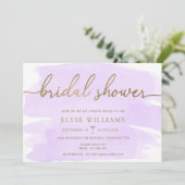 紫薄紫水彩金ゴールドブライダルシャワー 招待状 (スタンド正面)