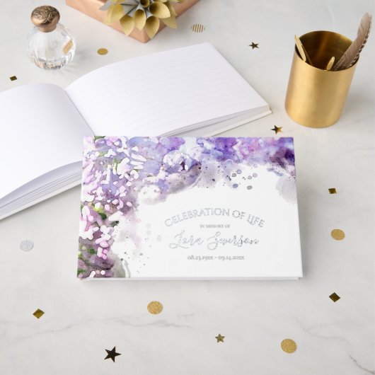 紫薄紫花お祝い記念碑 ゲストブック (正面見開き)