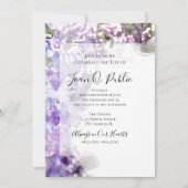 紫薄紫花お祝い記念碑 招待状 (正面)
