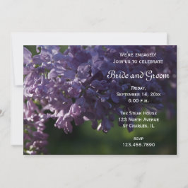 紫薄紫花婚約パーティ 招待状