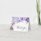 紫薄紫花水彩悔やみや弔慰有難う サンキューカード (正面)