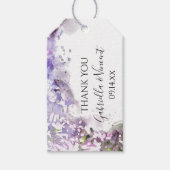 紫薄紫花水彩結婚式の引き出物ラベル ギフトタグ (正面)